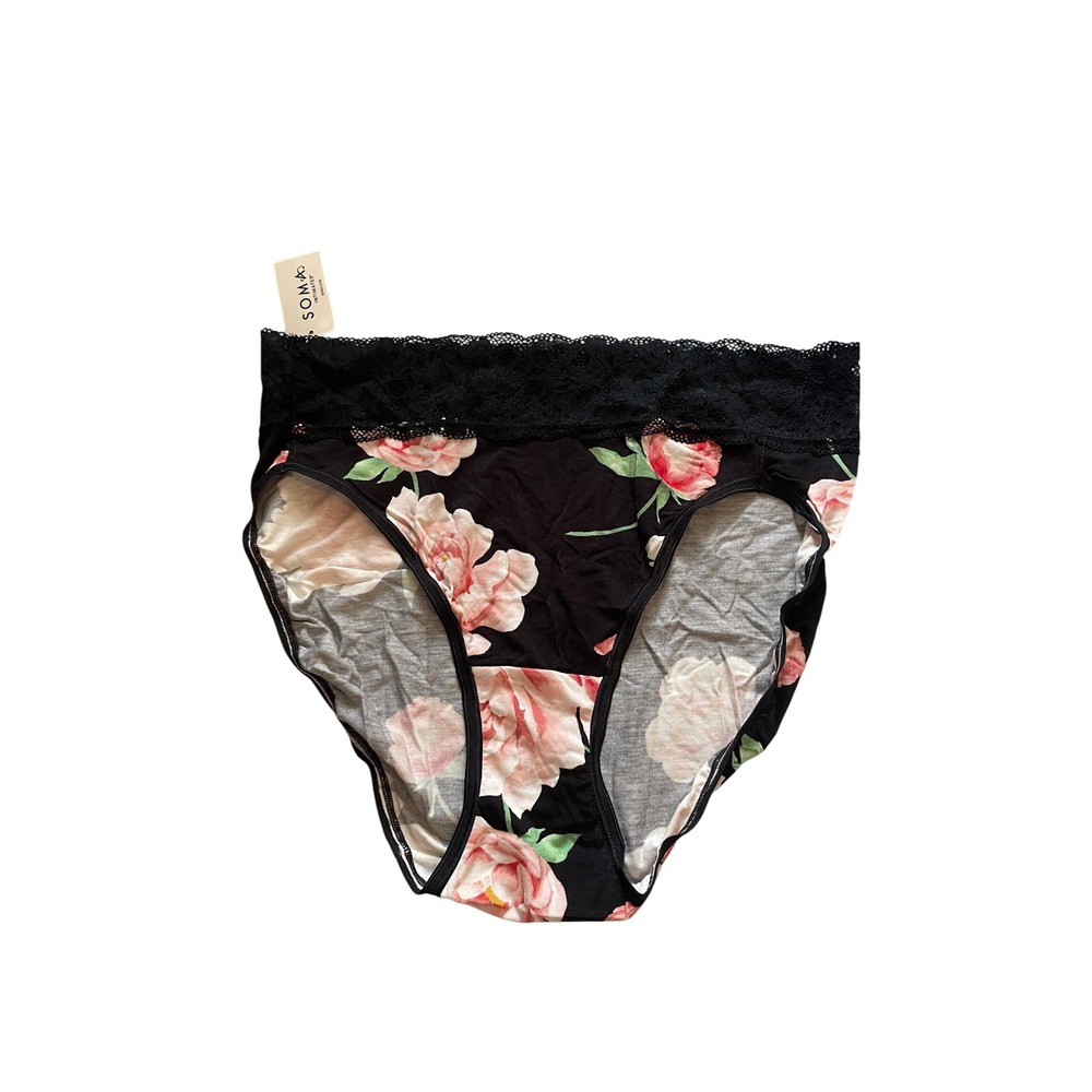 Soma Embraceable SS Signature Lace High Leg Brief Pretty Peony‎ Black 570292339